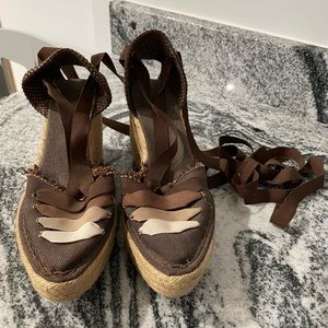 Missing brand made in Spain espadrille wedge with ombré ribbon front size 36